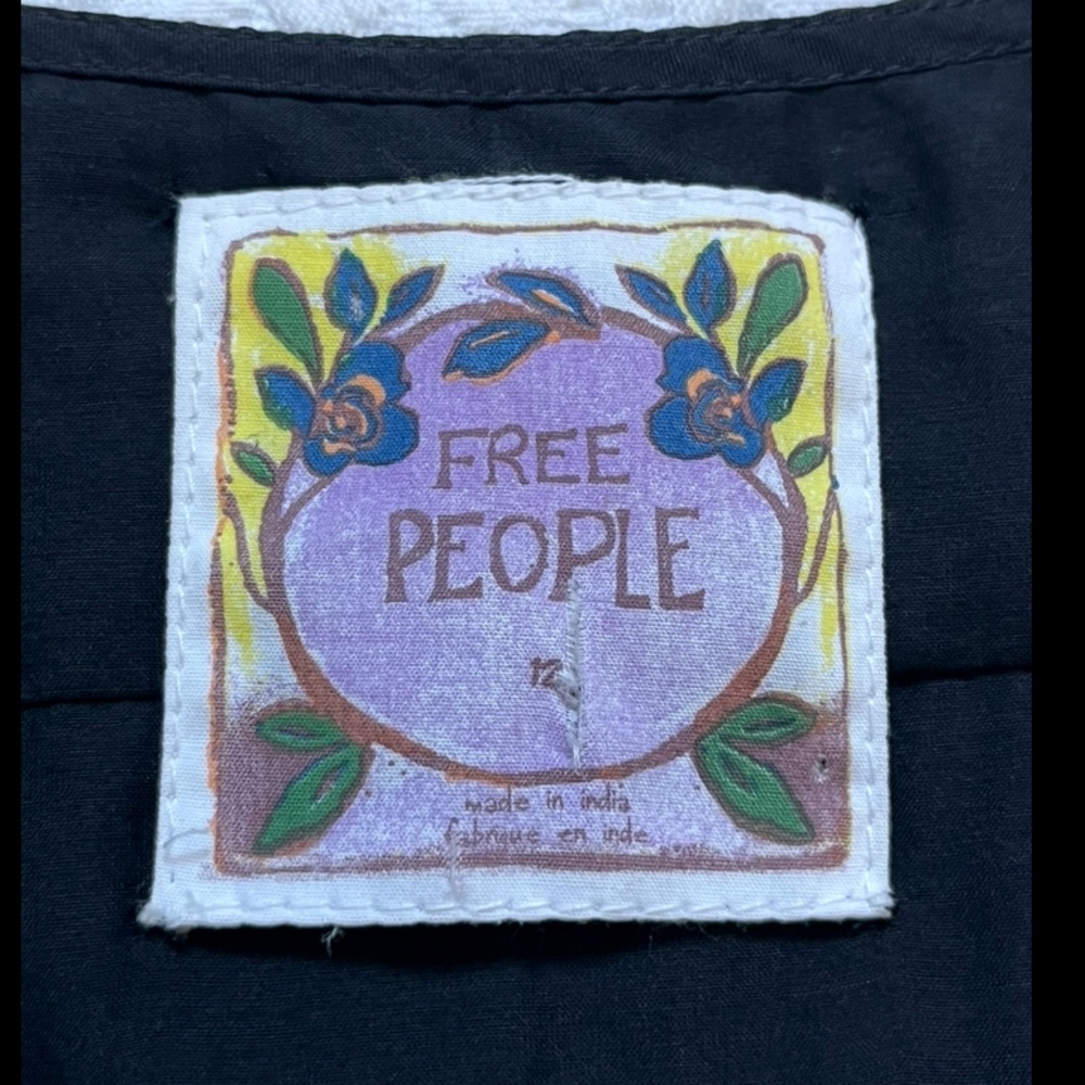 Free People Beaded Black Camisole Tank Top Cotton Silk Blend 12 - Picture 2 of 14
